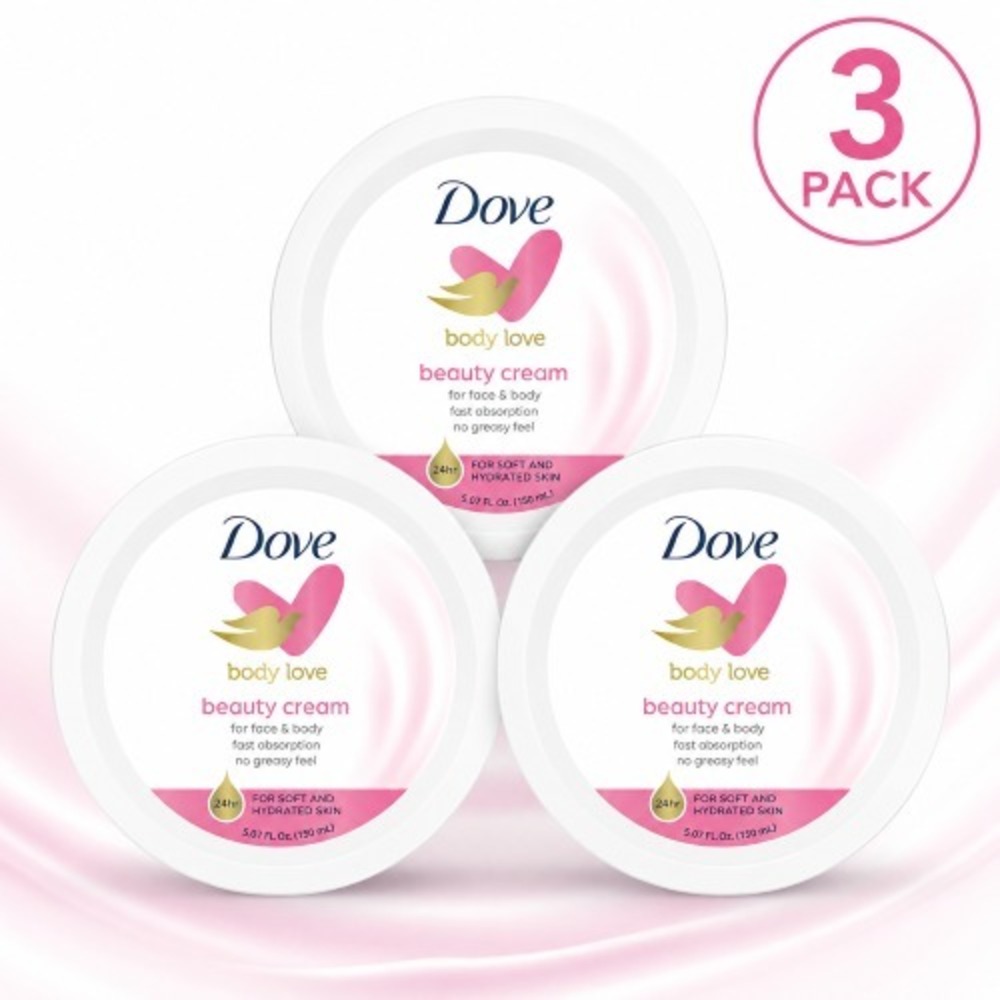 Dove Beauty Cream 3‑Pack • Soft Hydrating Daily Moisture Set